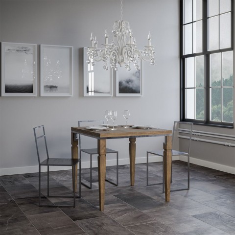 Mesa comedor extensible 90 x 90-180 cm madera Impero Libra Noix Promoción