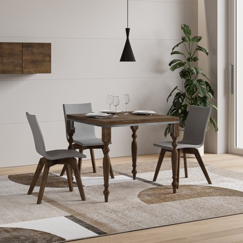Mesa comedor cocina extensible 90 x 90-180 cm Romagna Libra Noix