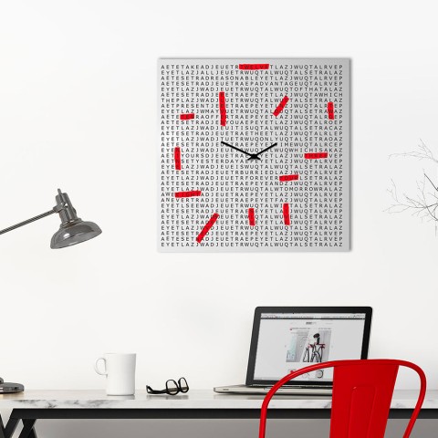 Reloj de pared de salón cuadrado decorativo moderno Crossword
