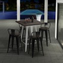 mesa alta para taburetes acero metal industrial madera 60x60 welded Venta