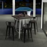 mesa alta para taburetes acero metal industrial madera 60x60 welded Venta