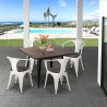 Mesa industrial Tolix de acero metal y madera 80x80 bar y casa Allen Características