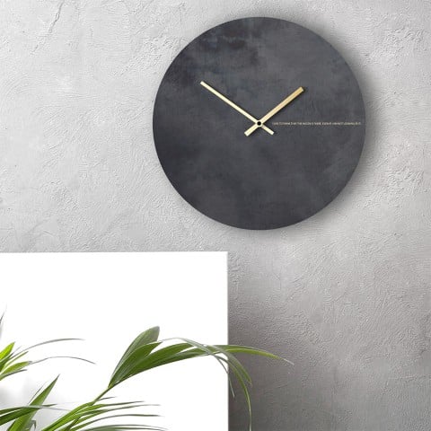 Reloj de pared negro oro moderno diseño minimalista redondo Black Moon