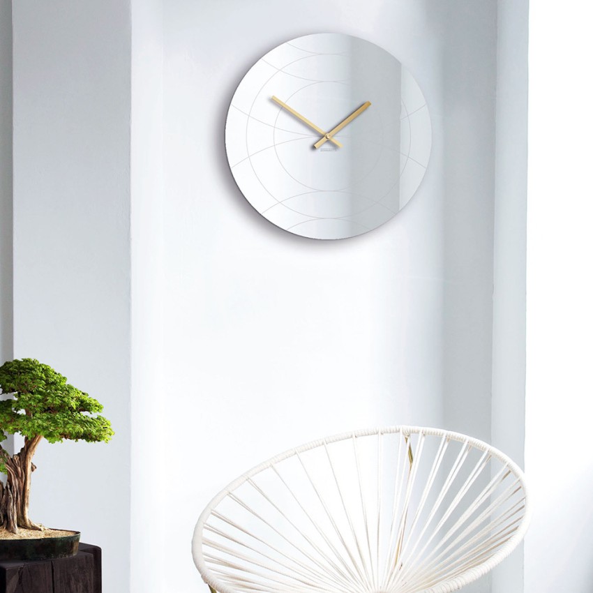 Reloj de espejo de pared de diseño moderno redondo dorado Elegance Promoción