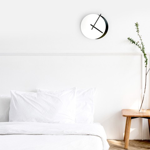 Reloj de pared de diseño moderno mínimo redondo blanco negro Eclissi Promoción