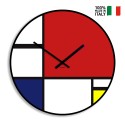 Reloj de pared de diseño de arte contemporáneo moderno redondo Mondrian Venta