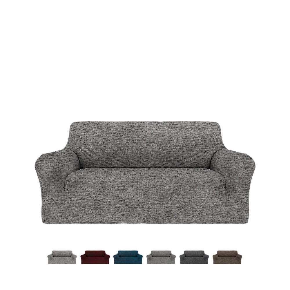 Funda de sofá de 2 plazas con reposabrazos en tejido elástico Fancy