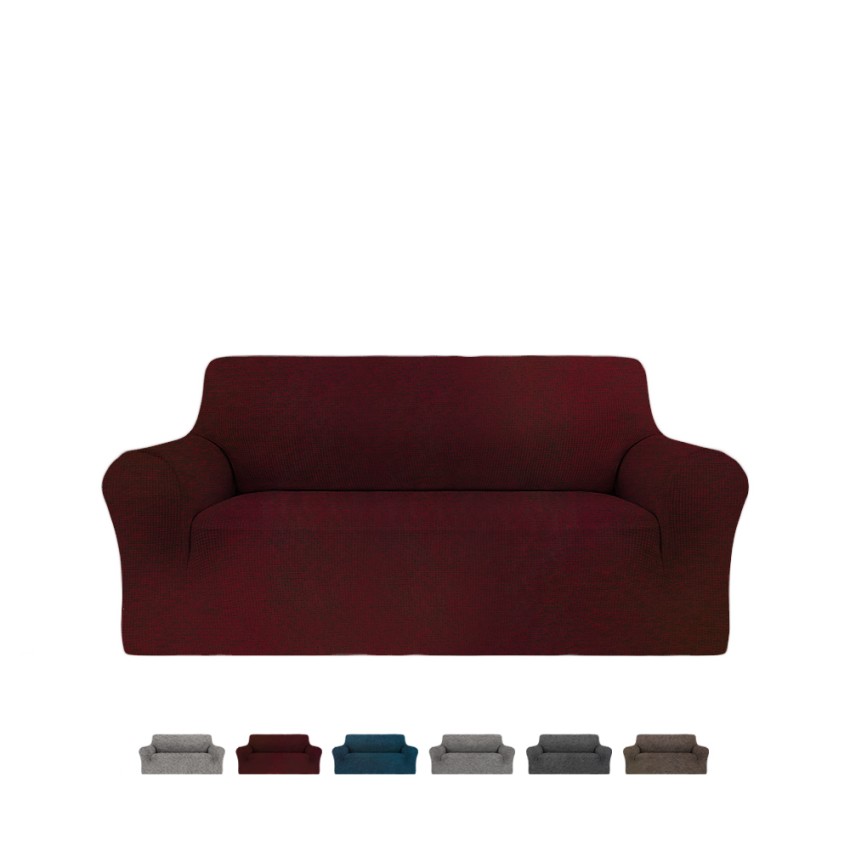 Funda de sofá de 2 plazas con reposabrazos en tejido elástico Fancy Oferta