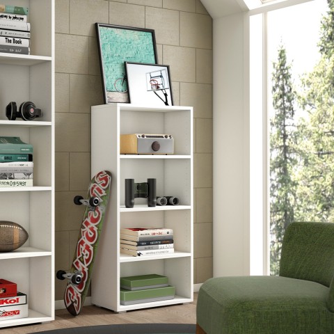 Librería de salón de estudio y oficina de diseño moderno con 4 compartimentos blancos