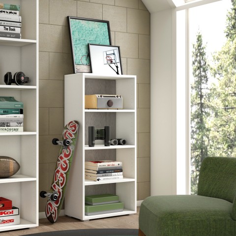 Librería diseño moderno estudio sala de estar 4 habitaciones blanco gris Promoción