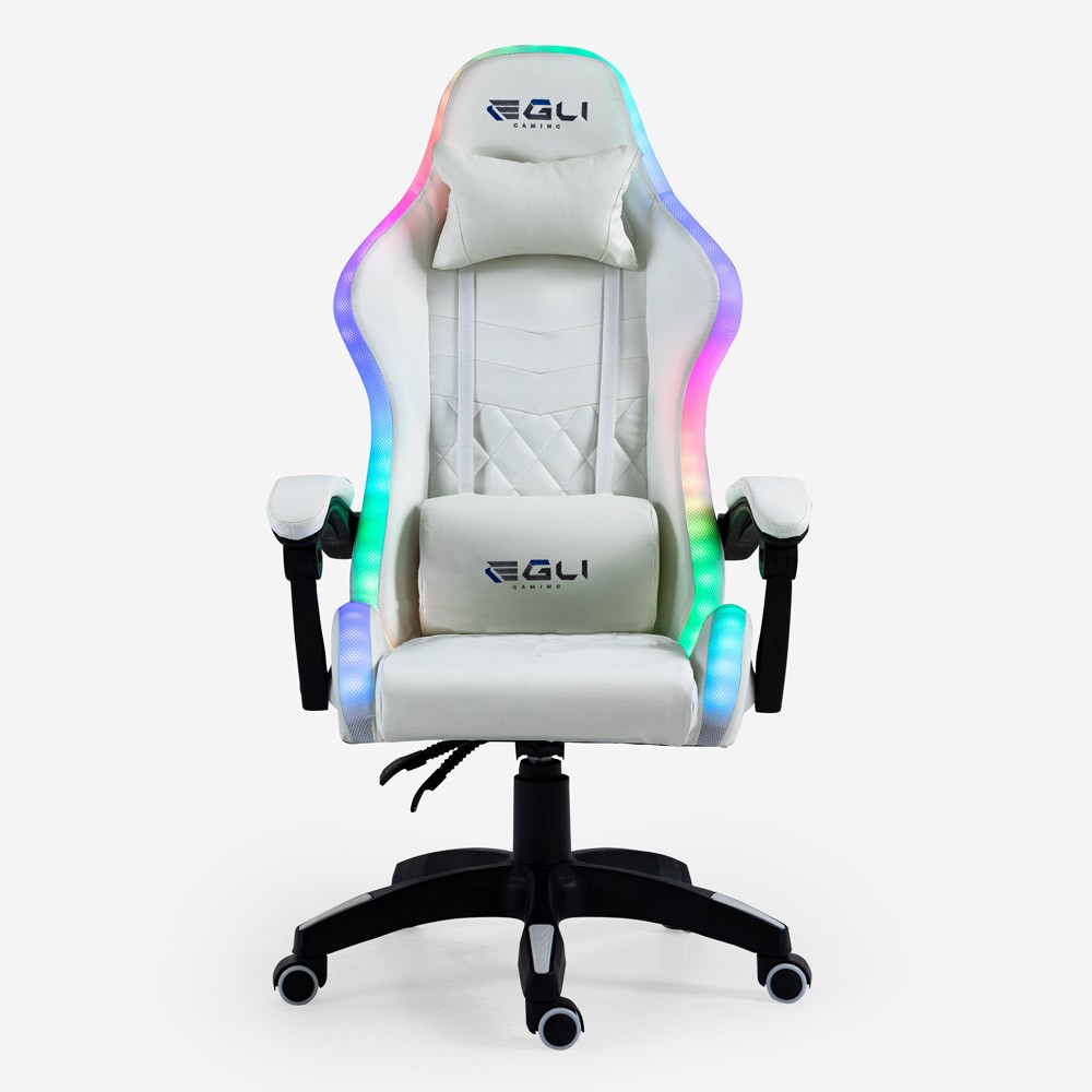 Silla gaming blanca silla LED reclinable ergonómica Pixy Plus
