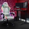 Silla gaming blanca ergonómica reclinable LED sillón con cojín Pixy Venta