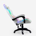 Silla gaming blanca ergonómica reclinable LED sillón con cojín Pixy Stock