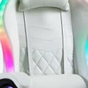 Silla gaming blanca ergonómica reclinable LED sillón con cojín Pixy Coste