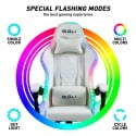 Silla gaming blanca ergonómica reclinable LED sillón con cojín Pixy Precio