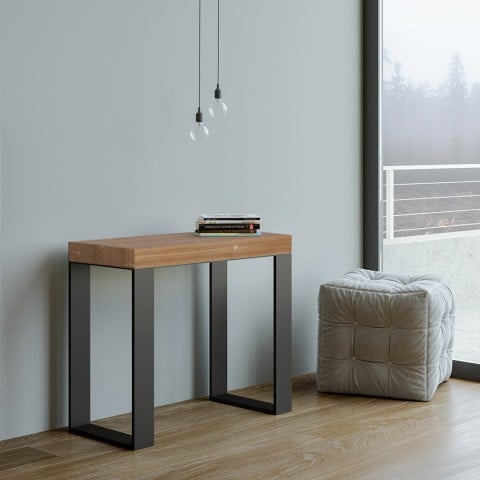 Consola vestíbulo mesa extensible 90 x 40 - 300 cm madera metal Tecno Fir Promoción