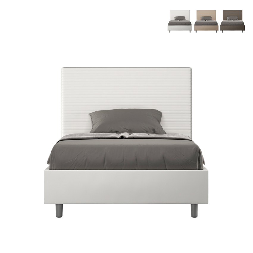 Cama y media contenedor francesa 120x200 símil piel Focus P1 Medidas Cama y media contenedor francesa 120x200 símil piel Focus P1 Medidas