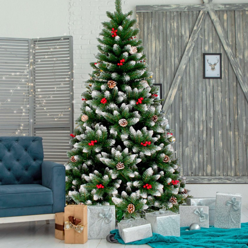 Árbol de Navidad artificial 240 cm decorado con adornos Oslo Promoción