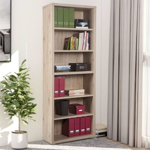 Estantería Librería de madera 6 compartimentos diseño moderno oficina y despacho Magazine