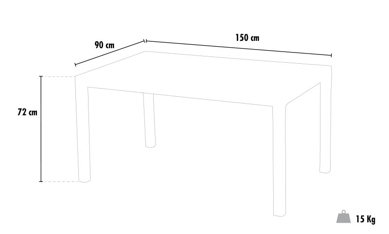 Mesa en Poliratán rectangular 150x90
